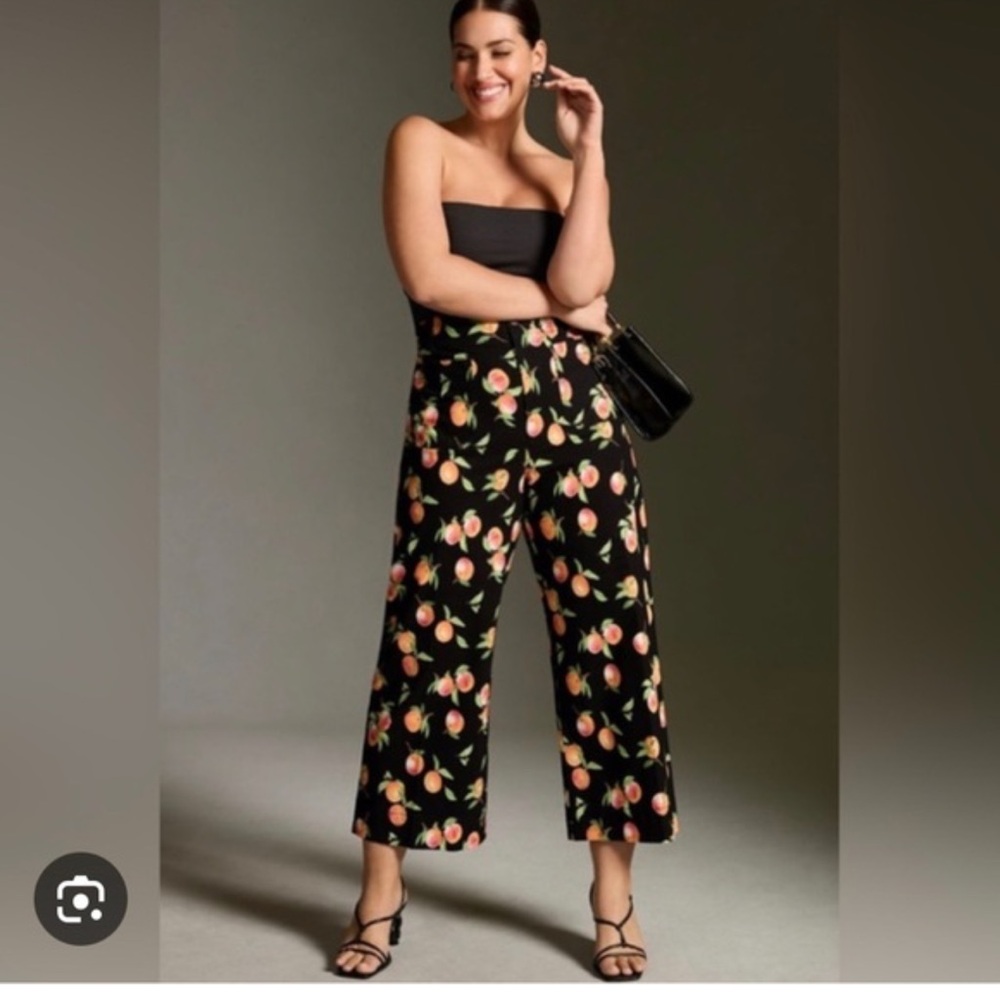 Anthropologie Maeve Black/ peaches Women's Pants size 25 - Picture 2 of 8
